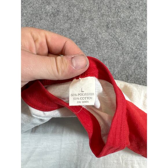 Vtg 80s NASA T Shirt Mens L White Raglan Sleeve Johnson Space Center Columbia - Picture 5 of 6